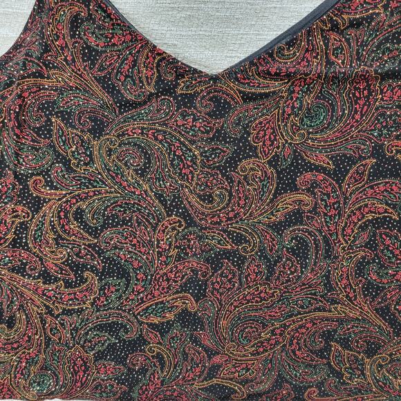 Vtg Alex Evenings Tank Jacket Set XL Paisley Slinky Glitter Mother Of The Bride - Picture 12 of 16